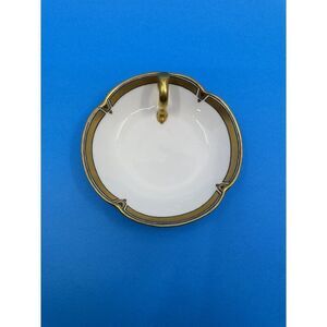 Vintage T & V Tressemann and Vogt Limoges France Handled Gold White Plate 6 inch